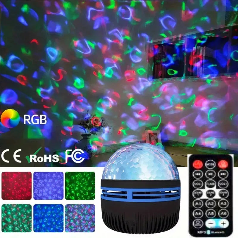 1pc Star Projector, Galaxy Projector, Water Ocean Wave Projector For Bedroom Night Light Room Decor With 7-Colors Patterns