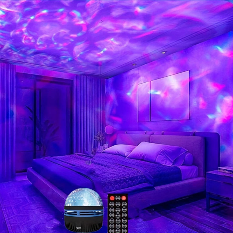 1pc Star Projector, Galaxy Projector, Water Ocean Wave Projector For Bedroom Night Light Room Decor With 7-Colors Patterns