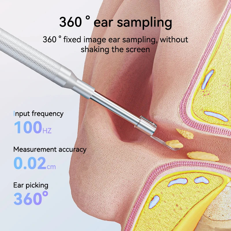 3.9mm4.3 Inch Digital Otoscope for Ear Wax Cleaning Smart Visual Ear Picking Stick Type-C Port Supports Connection to Computer