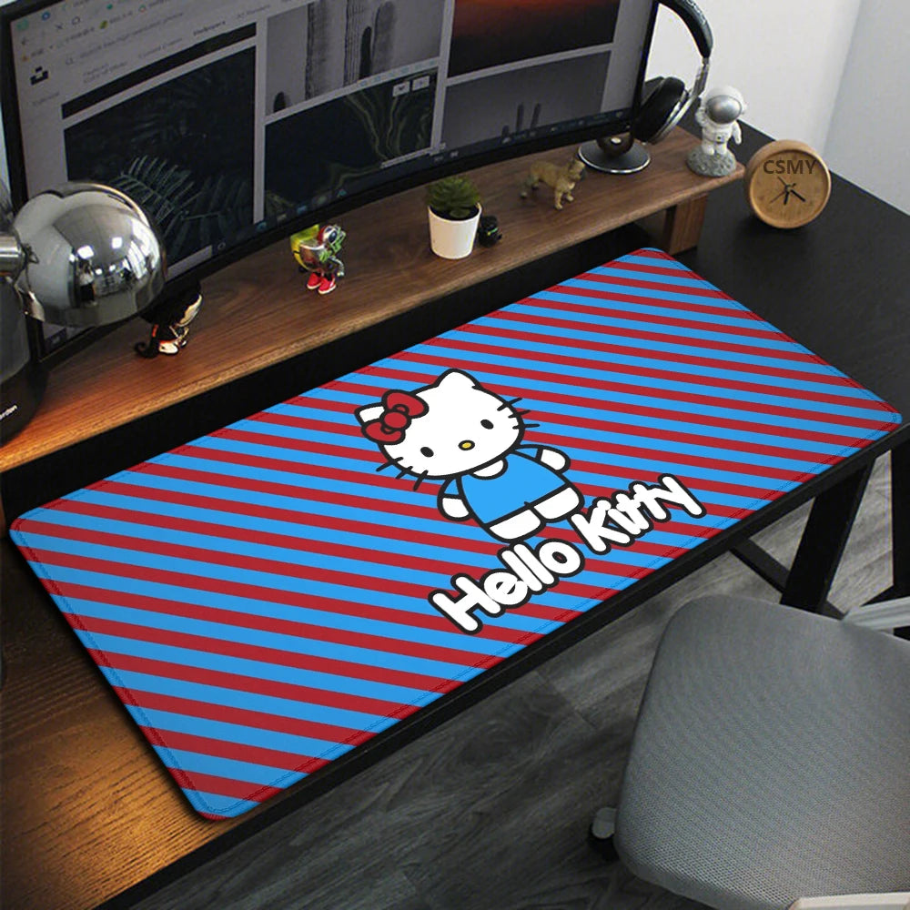 Sanrio Cartoon Cute Hello Kitty RGB Pc Gamer Keyboard Mouse Pad Mousepad LED Glowing Mouse Mats Rubber Gaming Computer Mausepad