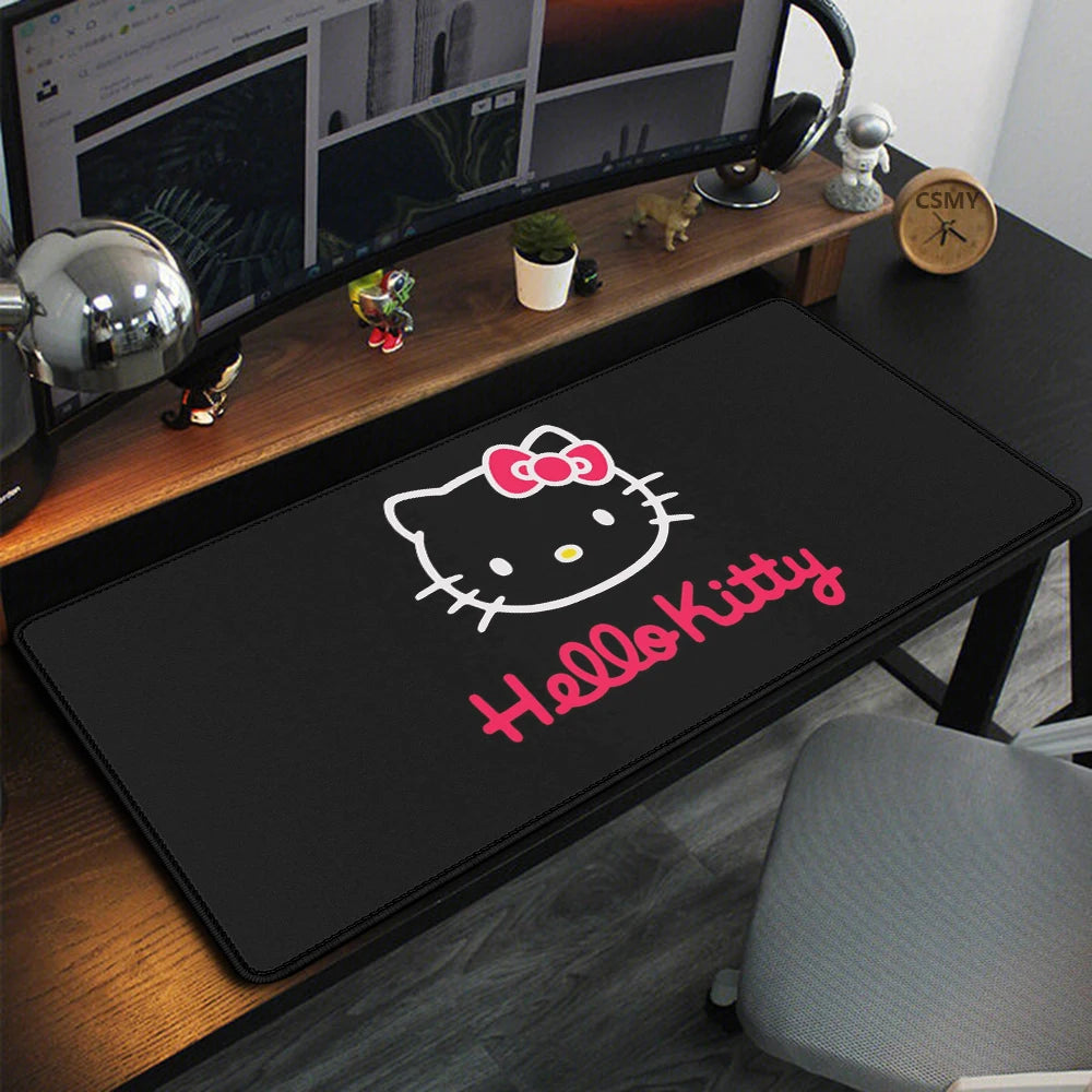 Sanrio Cartoon Cute Hello Kitty RGB Pc Gamer Keyboard Mouse Pad Mousepad LED Glowing Mouse Mats Rubber Gaming Computer Mausepad