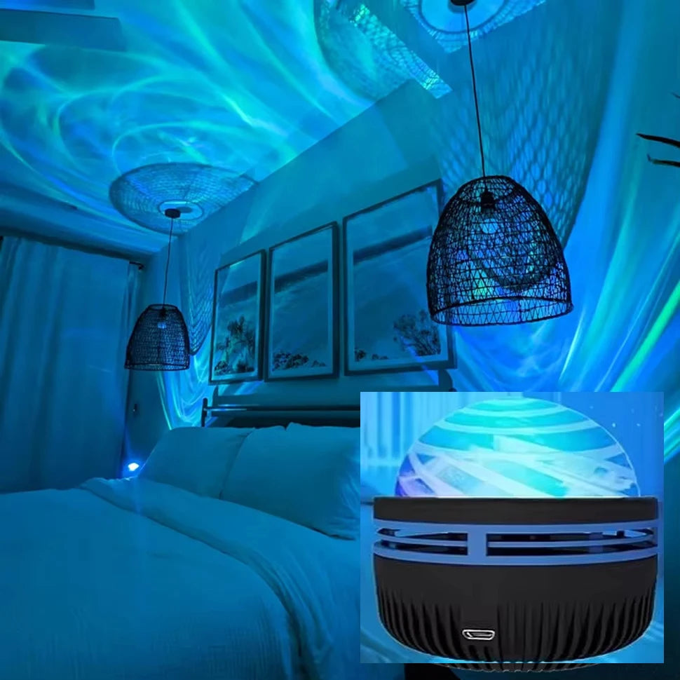 1pc Star Projector, Galaxy Projector, Water Ocean Wave Projector For Bedroom Night Light Room Decor With 7-Colors Patterns