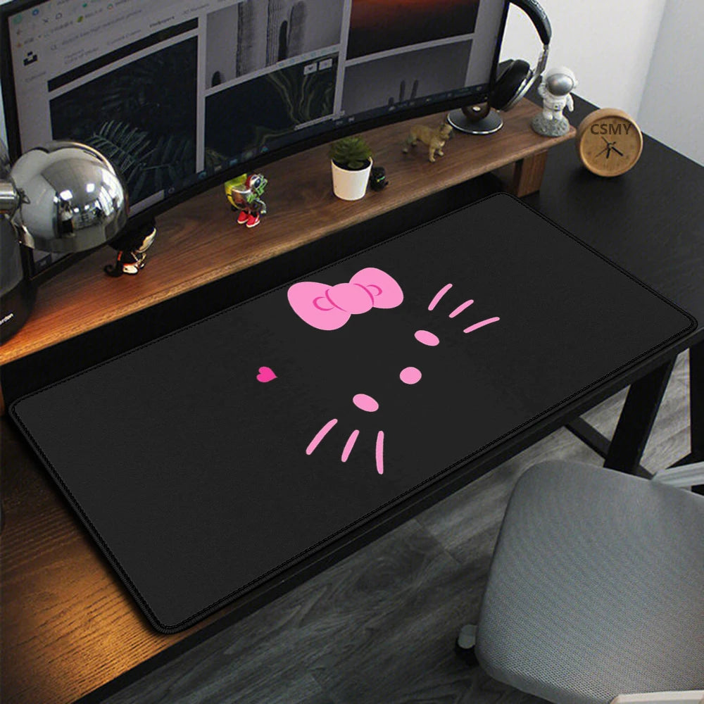 Sanrio Cartoon Cute Hello Kitty RGB Pc Gamer Keyboard Mouse Pad Mousepad LED Glowing Mouse Mats Rubber Gaming Computer Mausepad