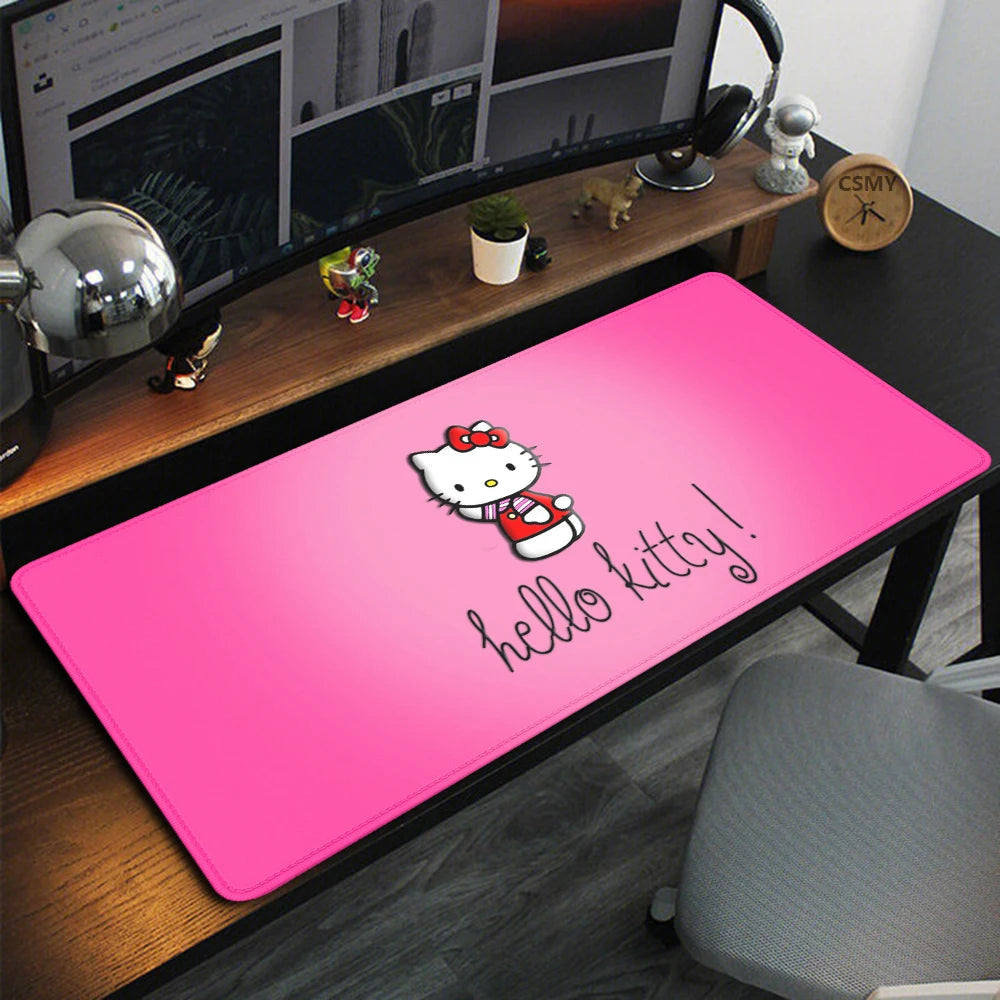 Sanrio Cartoon Cute Hello Kitty RGB Pc Gamer Keyboard Mouse Pad Mousepad LED Glowing Mouse Mats Rubber Gaming Computer Mausepad